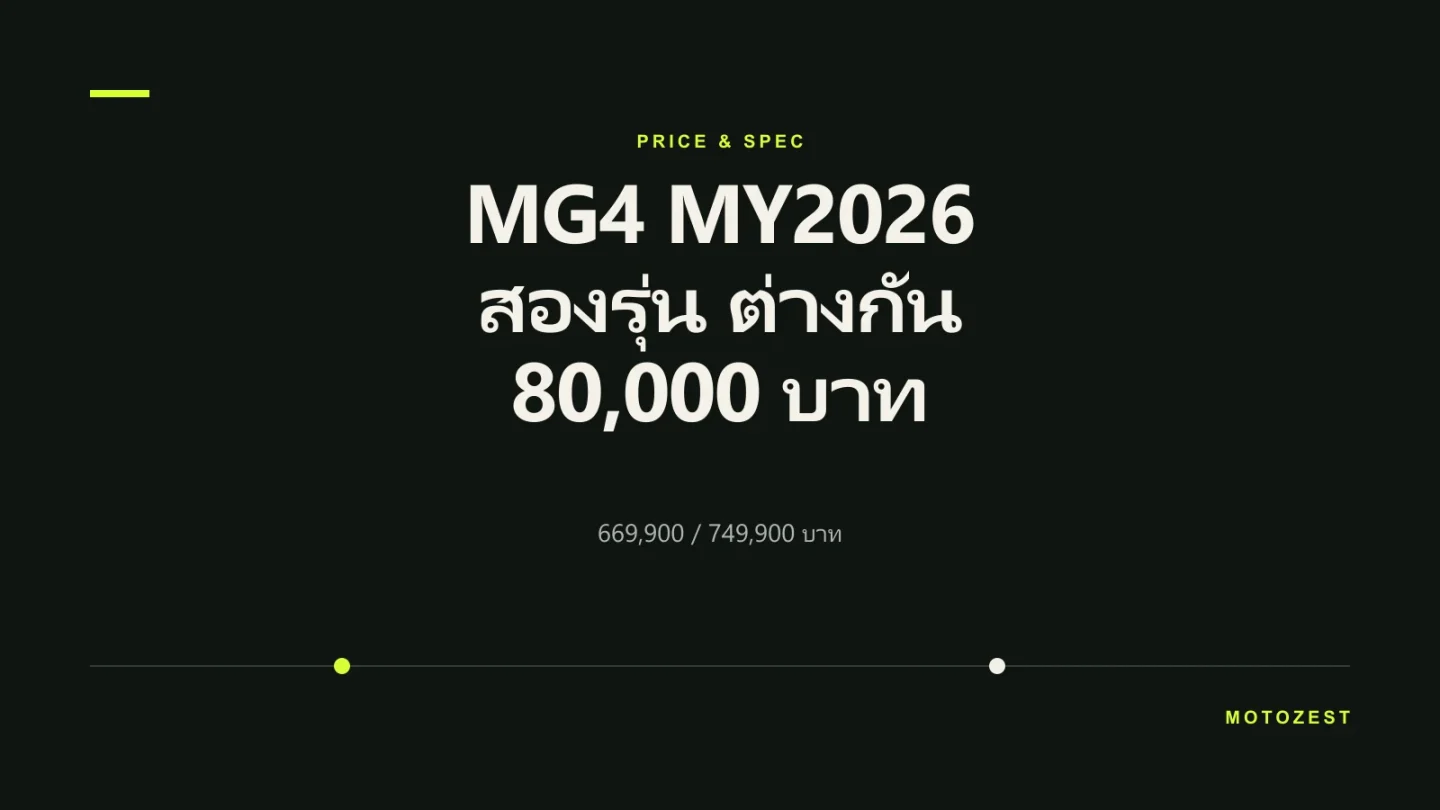 ตารางสรุปราคา MG4 MY2026 สองรุ่นย่อย