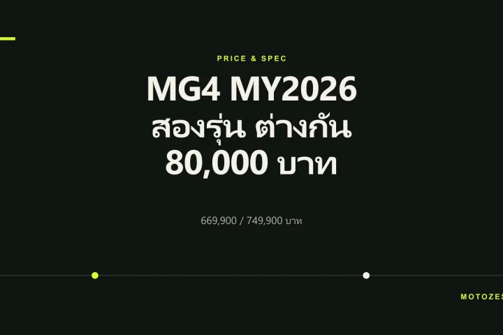 ตารางสรุปราคา MG4 MY2026 สองรุ่นย่อย